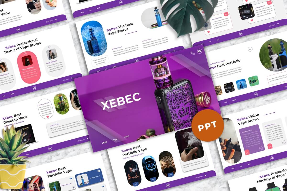 Xebec-Vape Shop Powerpoint模板