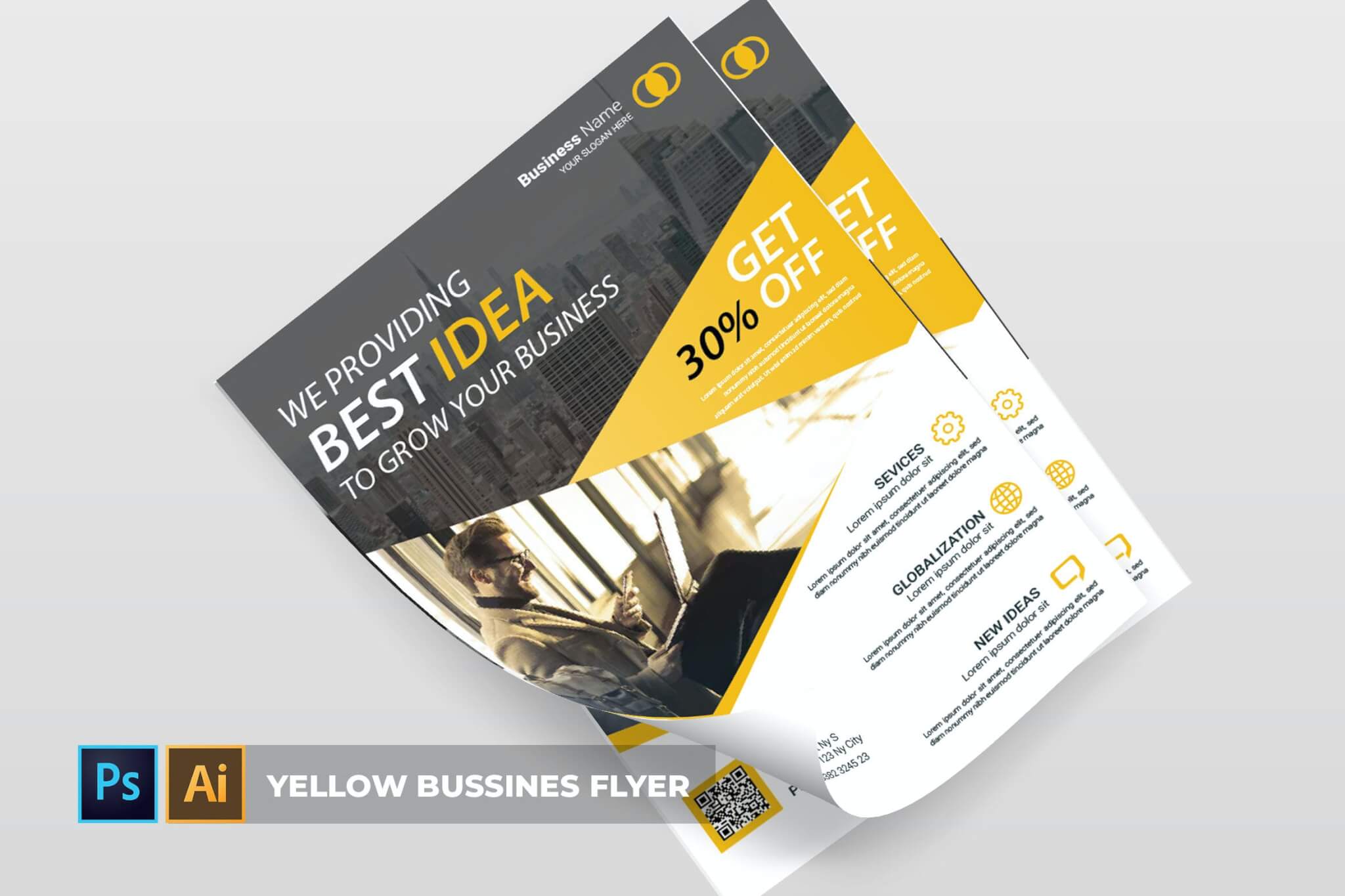 黄色业务| 传单海报设计模板