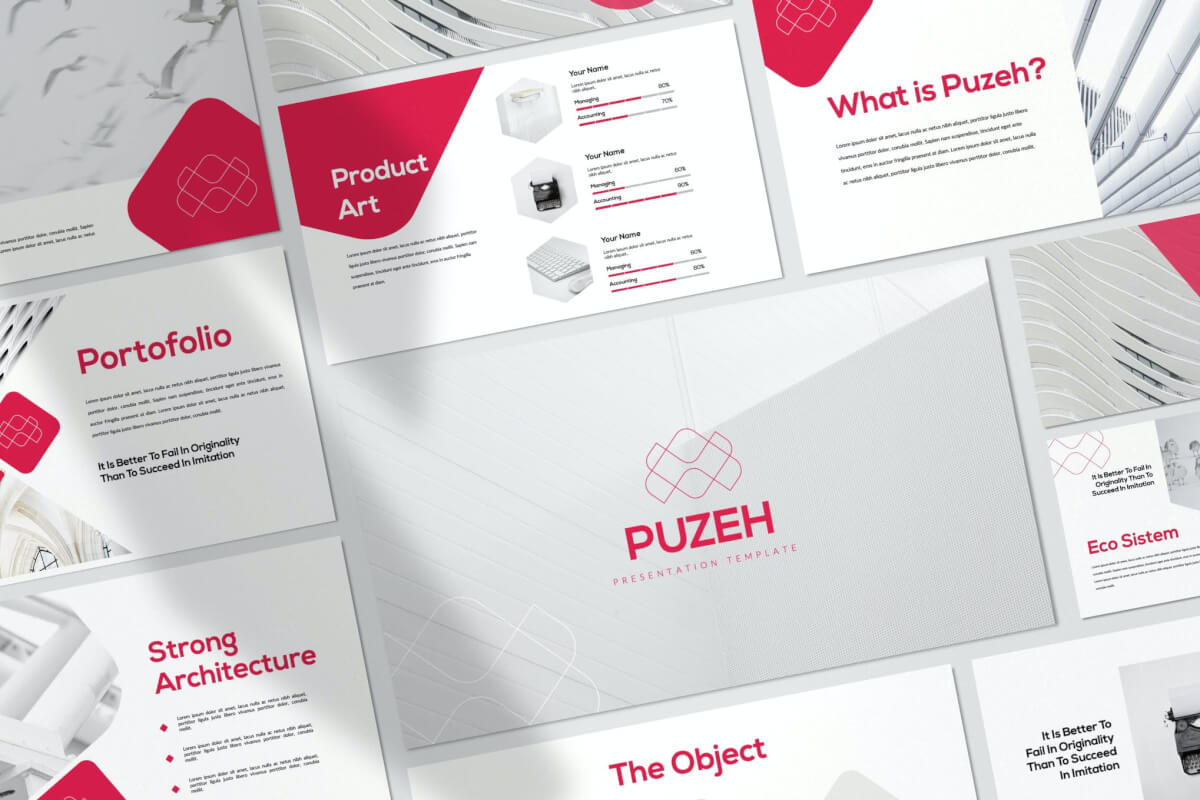 Puzeh-国外高端商务风格业务合作项目展示工作计划总结红色PPT模板