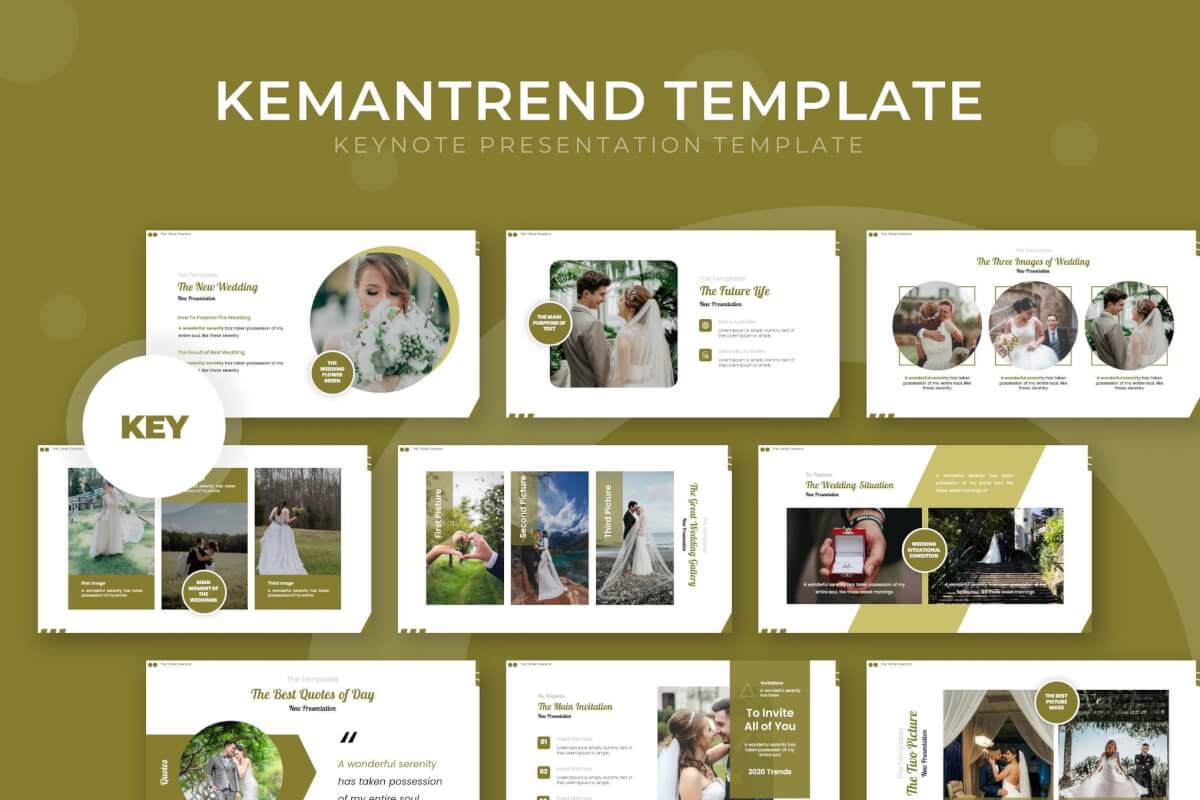 Kemantrend-简约文艺风格婚礼照片展示婚礼活动策划keynote模板