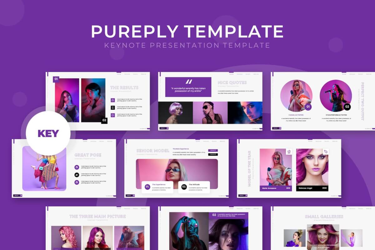 Pureply-紫色商务团队介绍工作总结计划多用途PPT模板