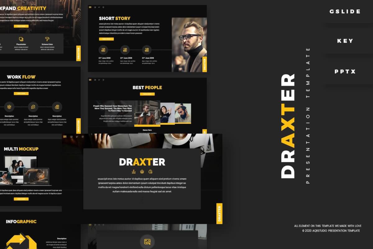 Draxter-时尚黑色摄影PowerPoint模板