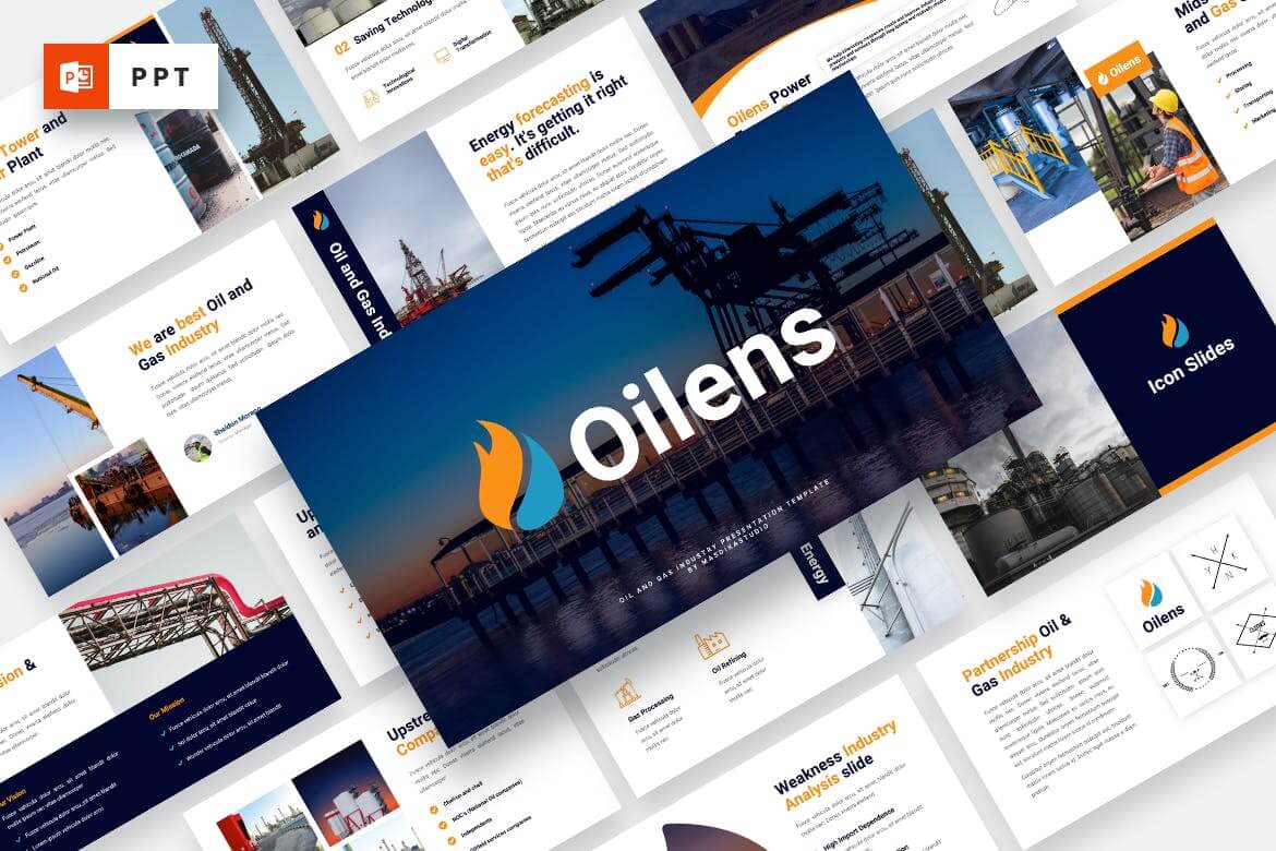 Oilens-石油和天然气工业PowerPoint模板