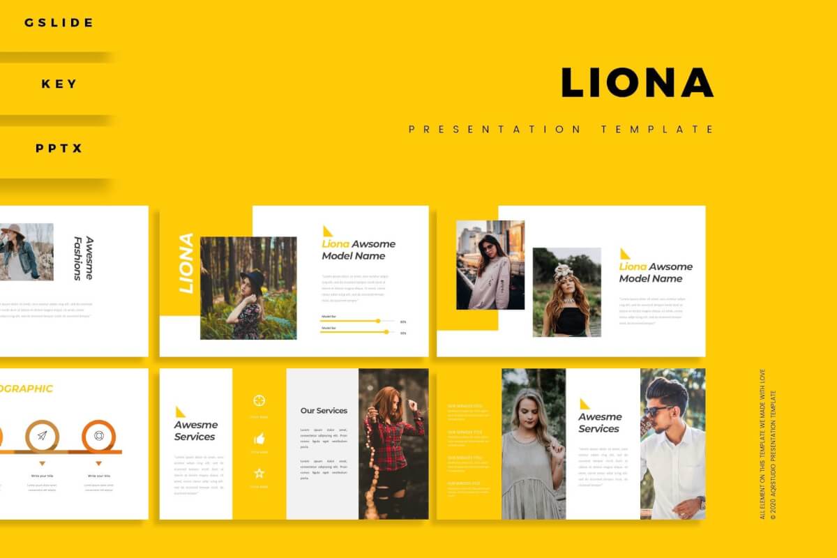 Liona-黄色商务团队介绍PowerPoint模板