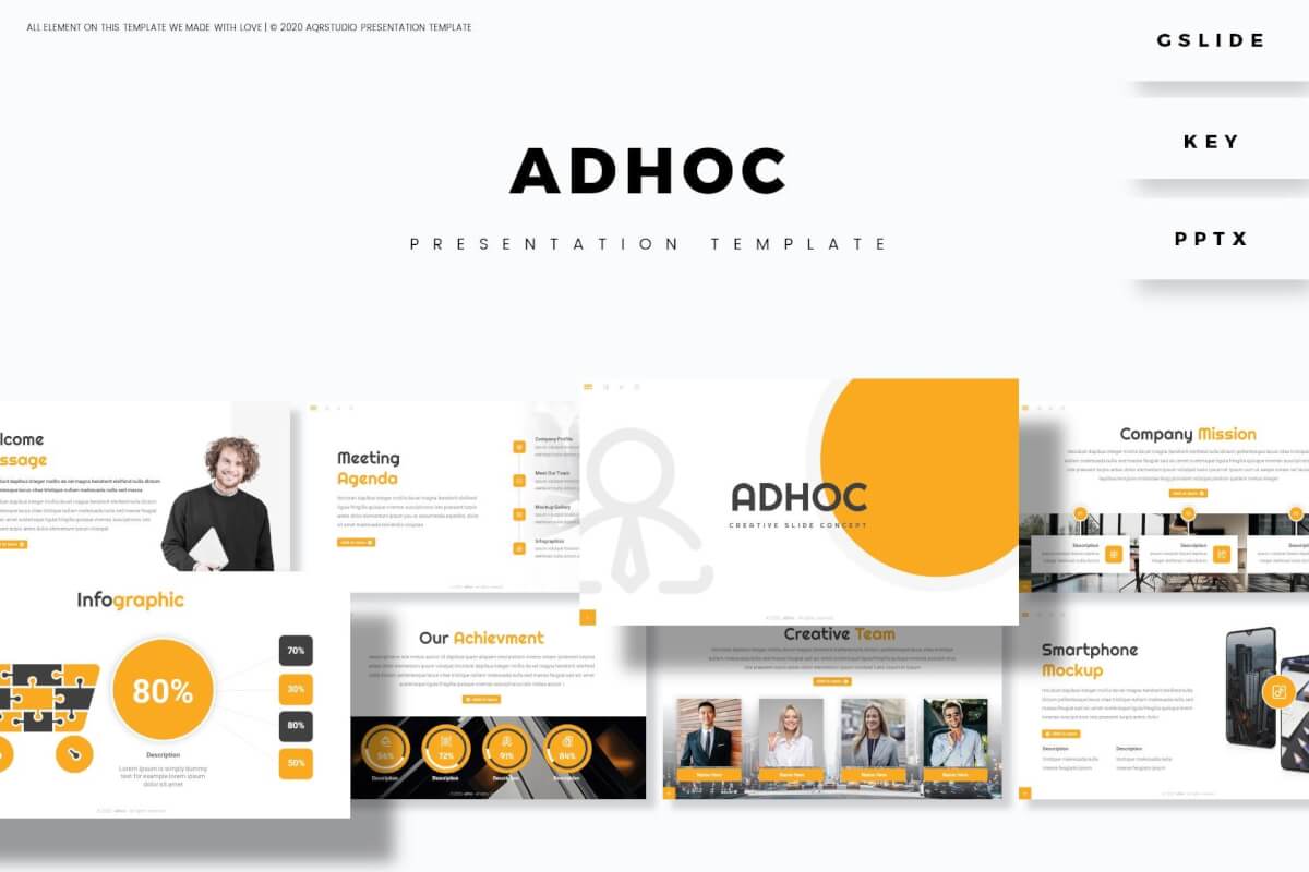 Adhoc-演示橙色国外商务风格PPT模板