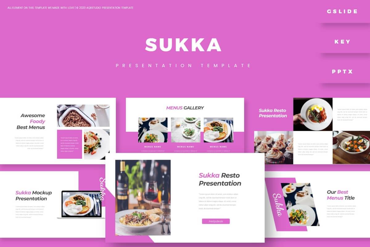 Sukka-演示紫色美食PowerPoint模板