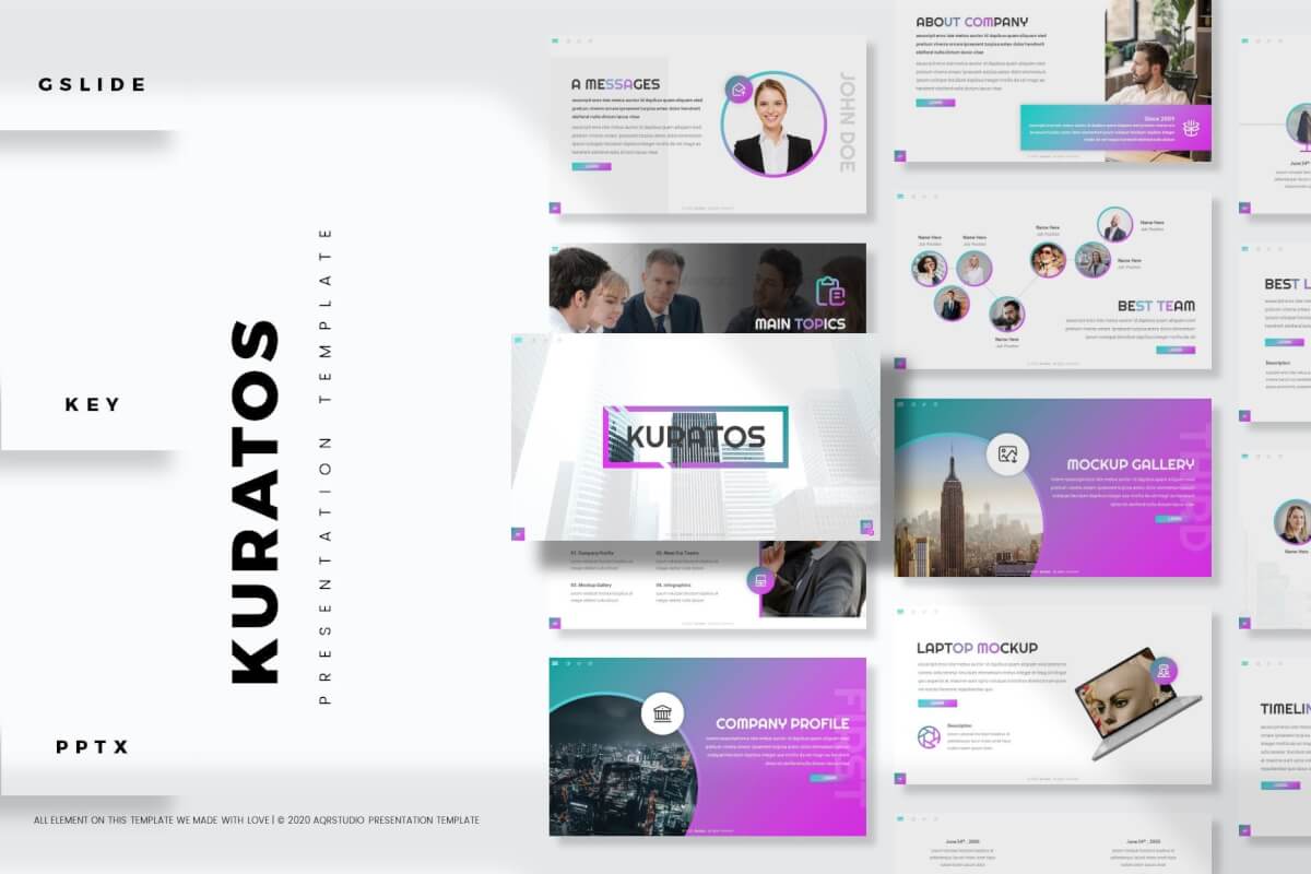 Kuratos-简约紫色渐变商务风商业计划书PowerPoint模板