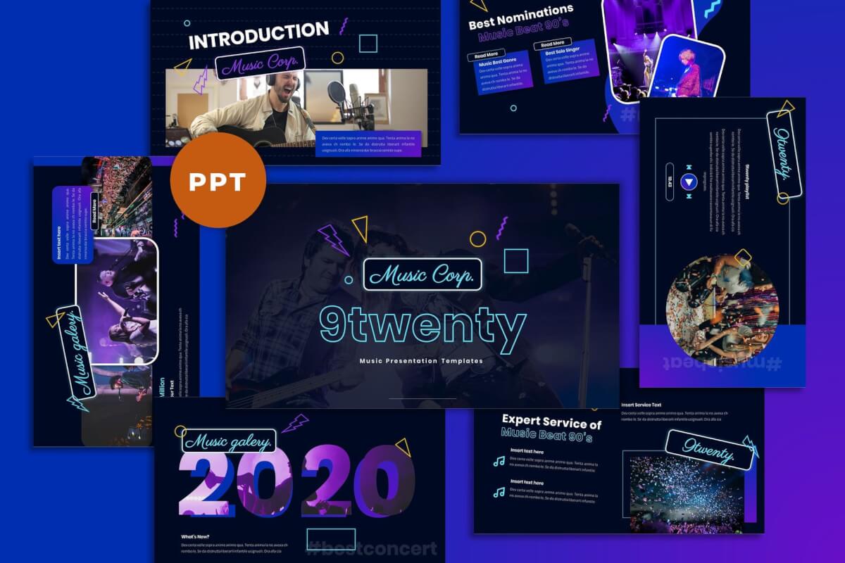 9Twenty-音乐工业PowerPoint模板