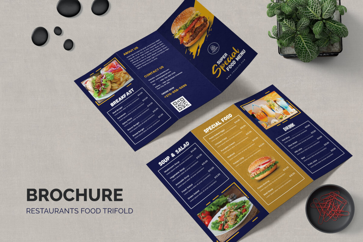 餐厅菜单食品三折页设计模板