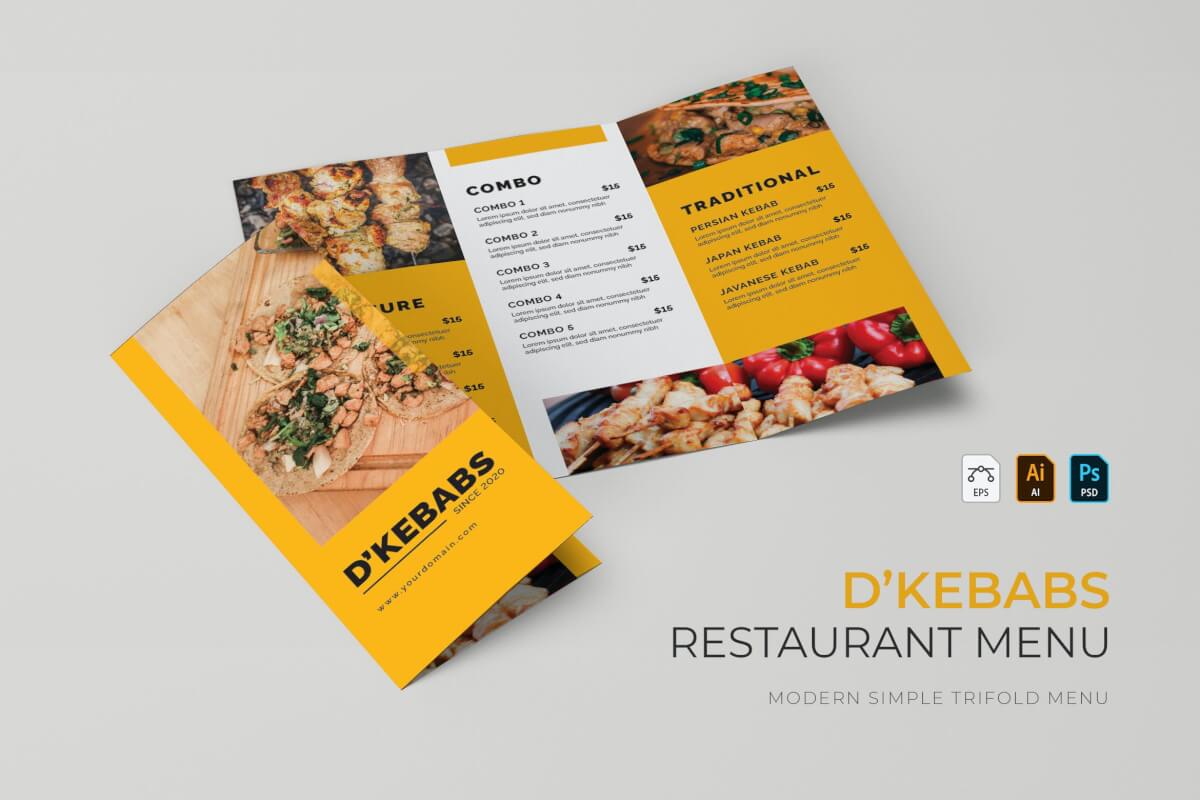 高端西餐厅三折页宣传单设计模板