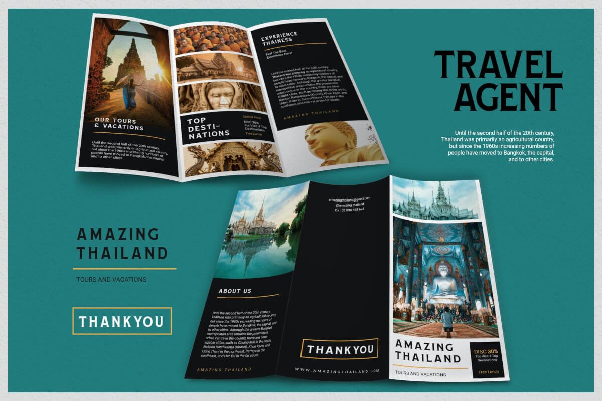 旅游攻略旅行社宣传三折页设计模板