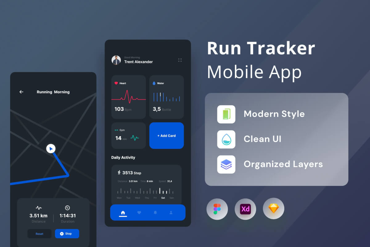 Tracker-运动健康app应用ui界面设计模板