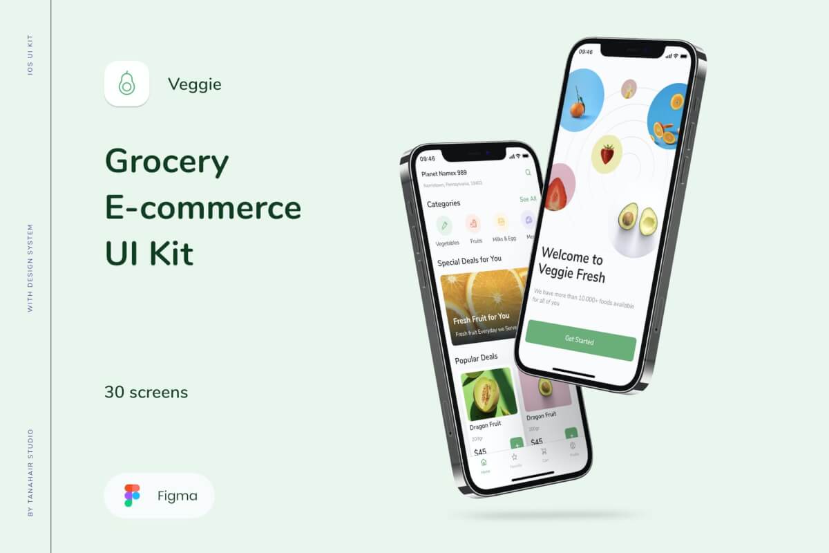 蔬菜-杂货店电子商务UI套件APP UI Kit设计Figma模板