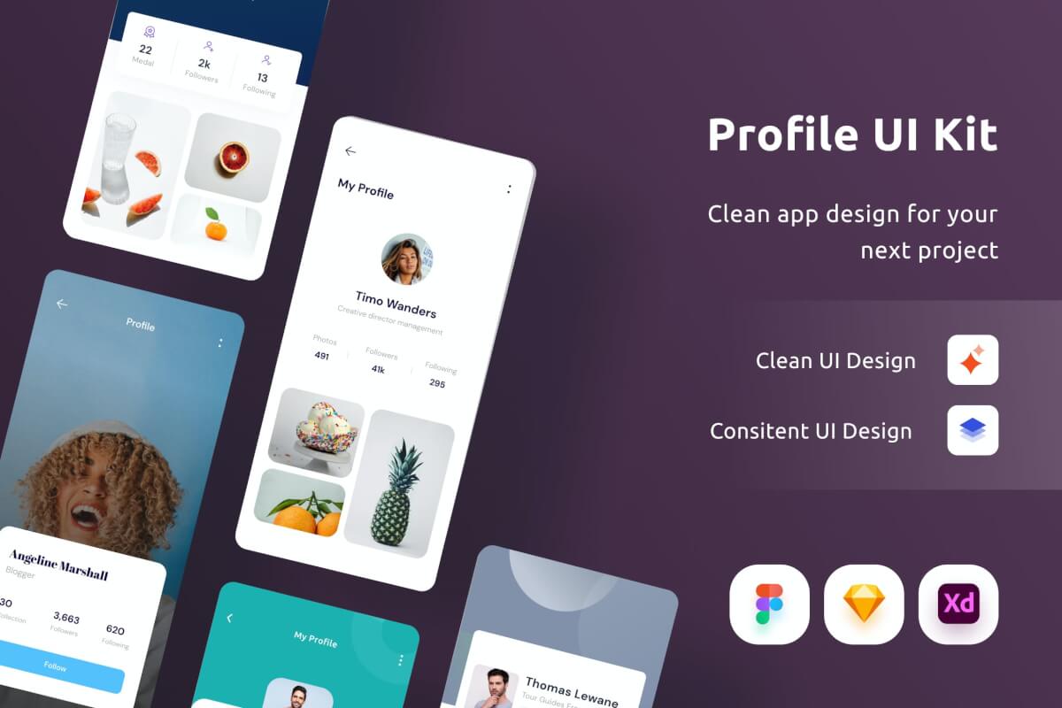 创意设计的个人作品展示app ui界面设计模板