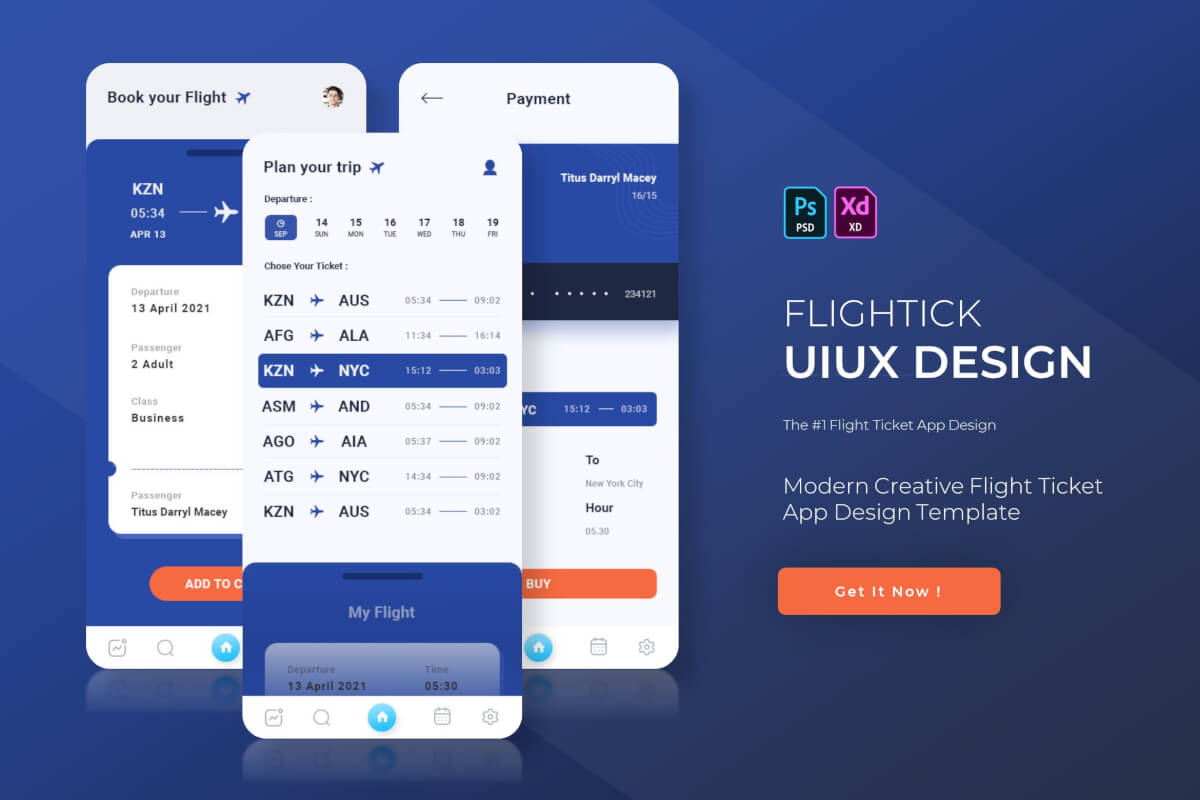 Flightick | 旅游出行机票酒店预定app ui kit套件