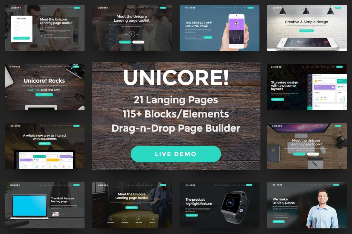 Unicore-20个公司企业网站HTML页面前端模板