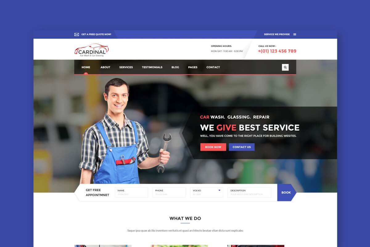 汽车维护洗车及工作坊网站HTML前端模板