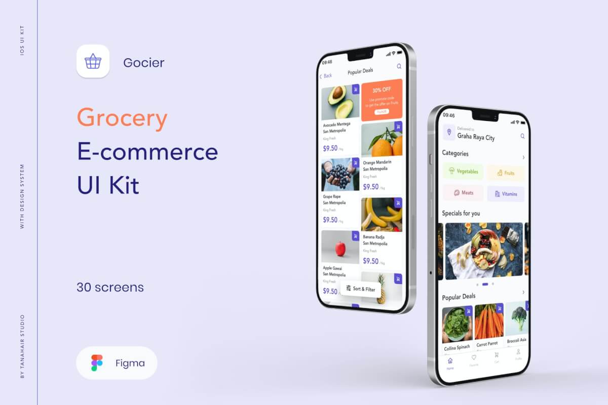 Gocier-杂货店电子商务UI套件app UI Kit设计模板