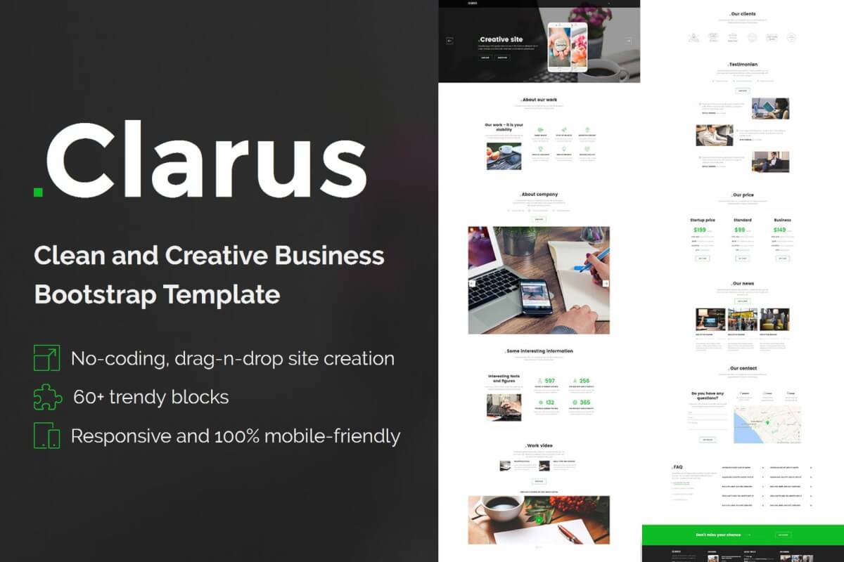 Clarus-Mobirise公司企业网站前端HTML模板