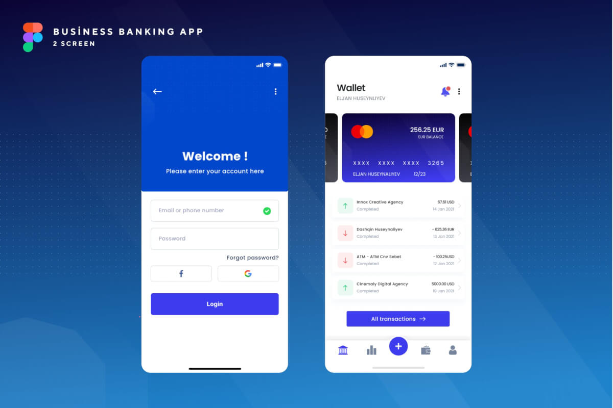 BankCorps-商业银行金融钱包app ui kit界面设计模板