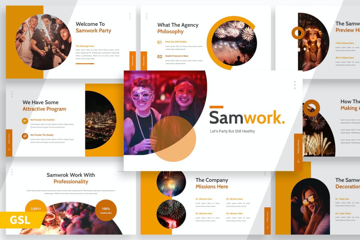 Samwork-商务广告宣传Google幻灯片模板