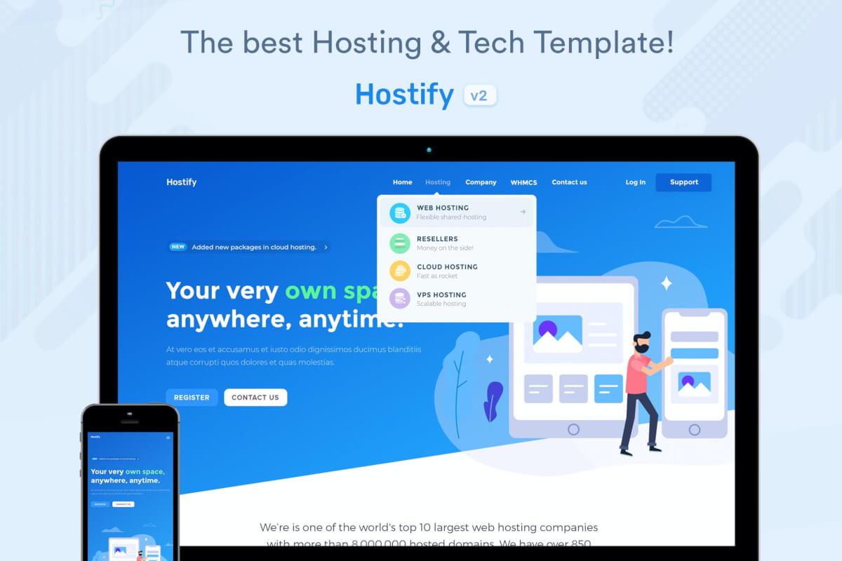 Hostify-简洁的公司官网设计和前端html Bootstrap模板