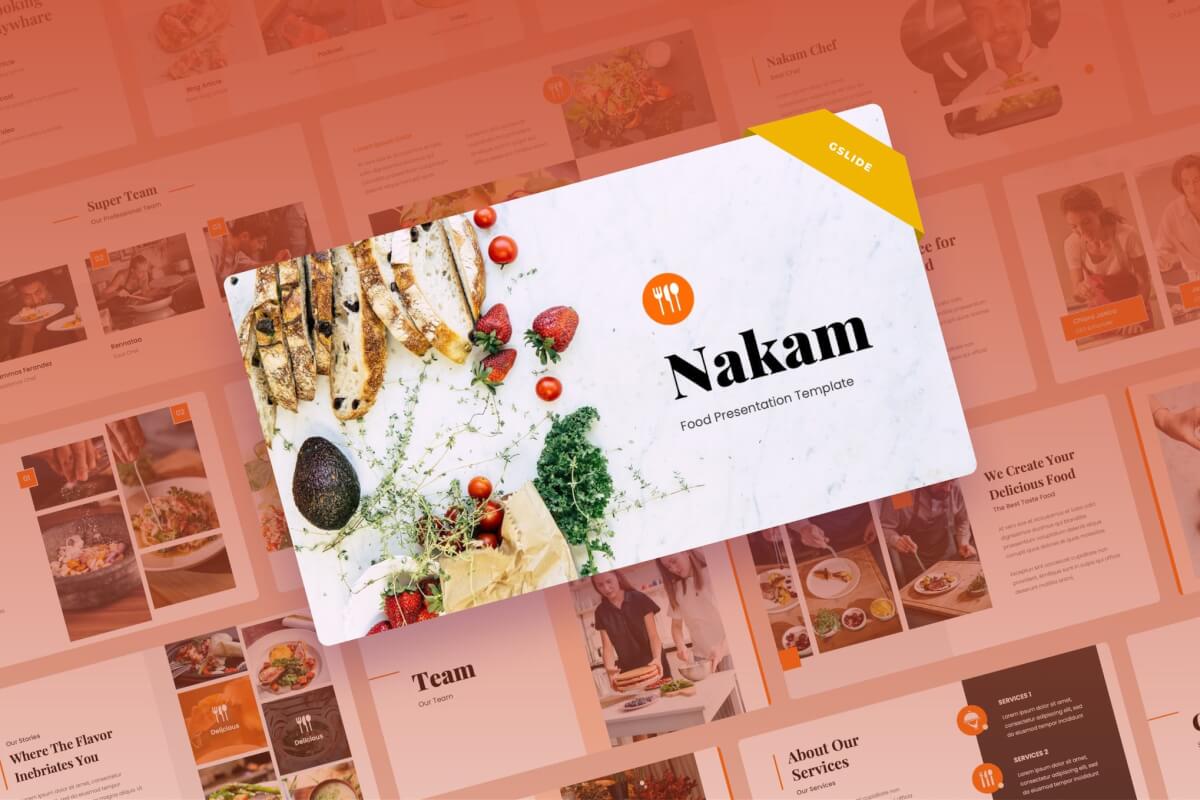 Nakam-餐饮美食宣传介绍展示Google幻灯片模板