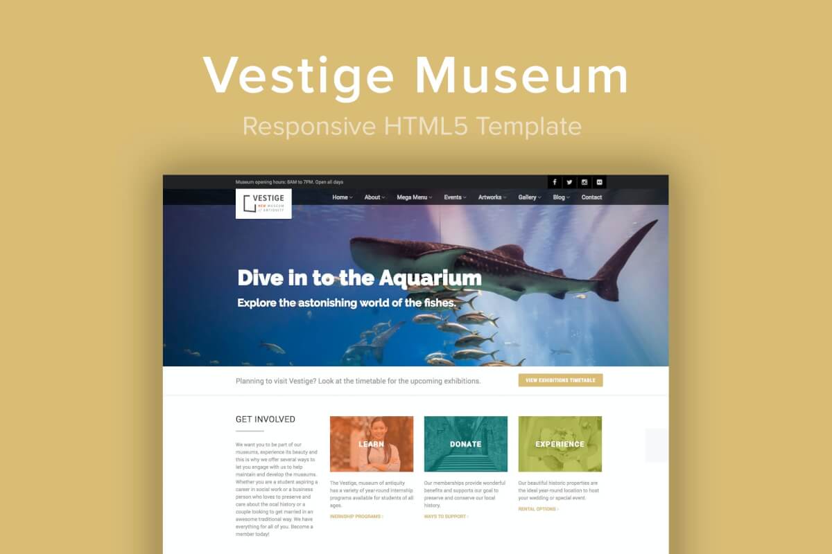 Vestige Museum-博物馆自适应网站HTML5模板