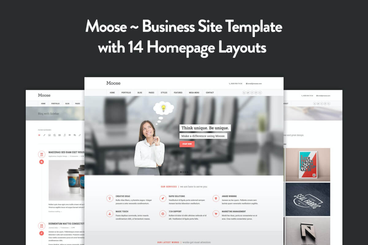 Moose-多用途响应式网站HTML5 Bootstrap前端模板