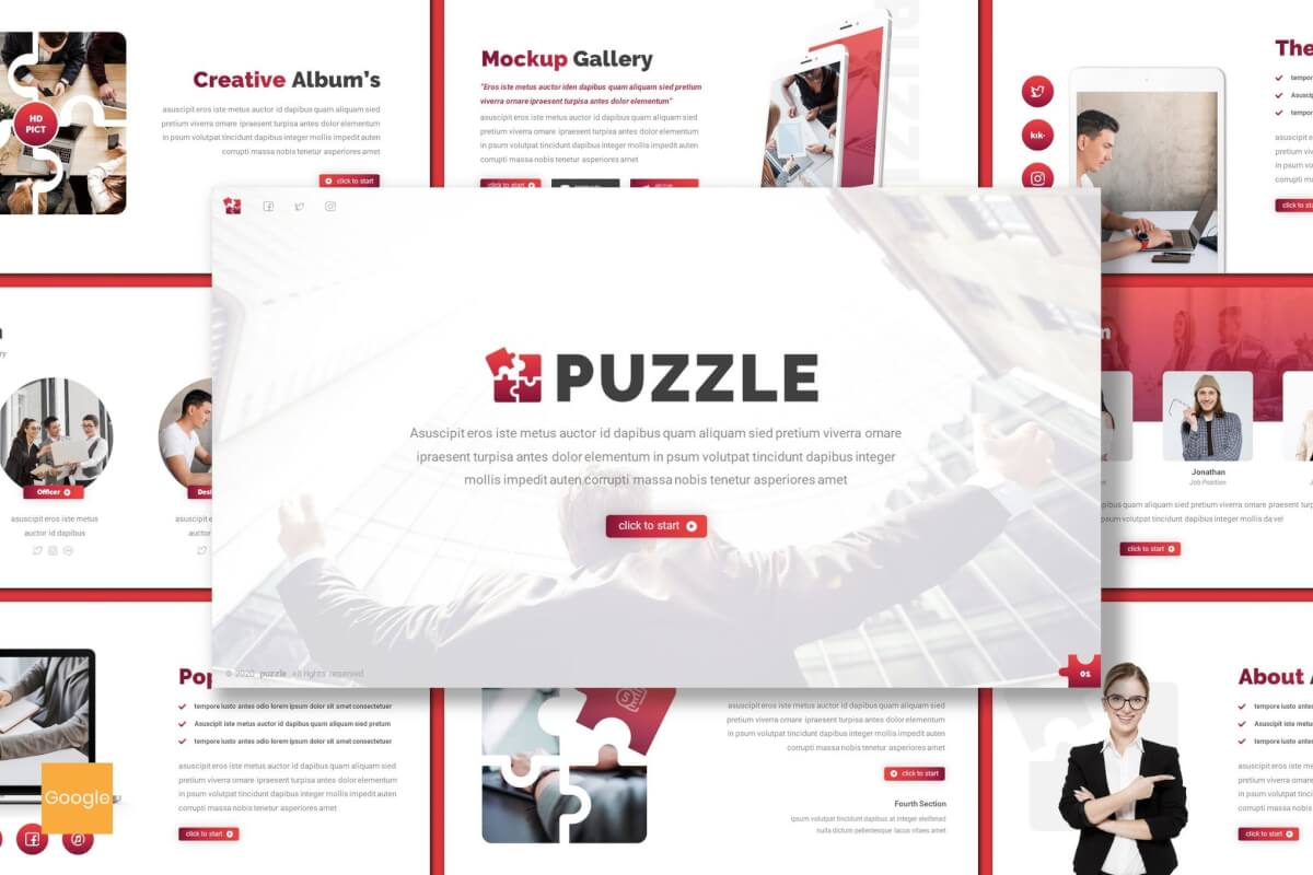 Puzzle-商业计划书企业宣传商务Google幻灯片模板