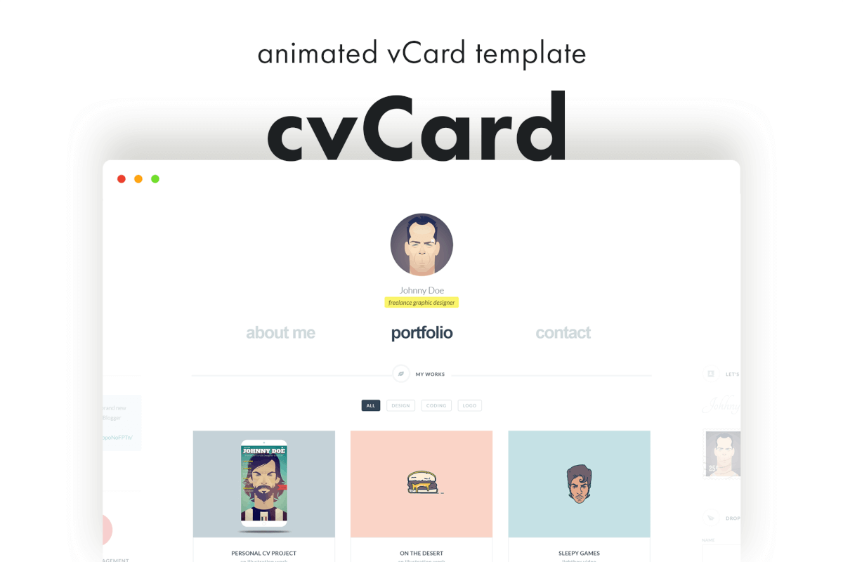 cvCard-动画加载自适应个人简历网站html模板