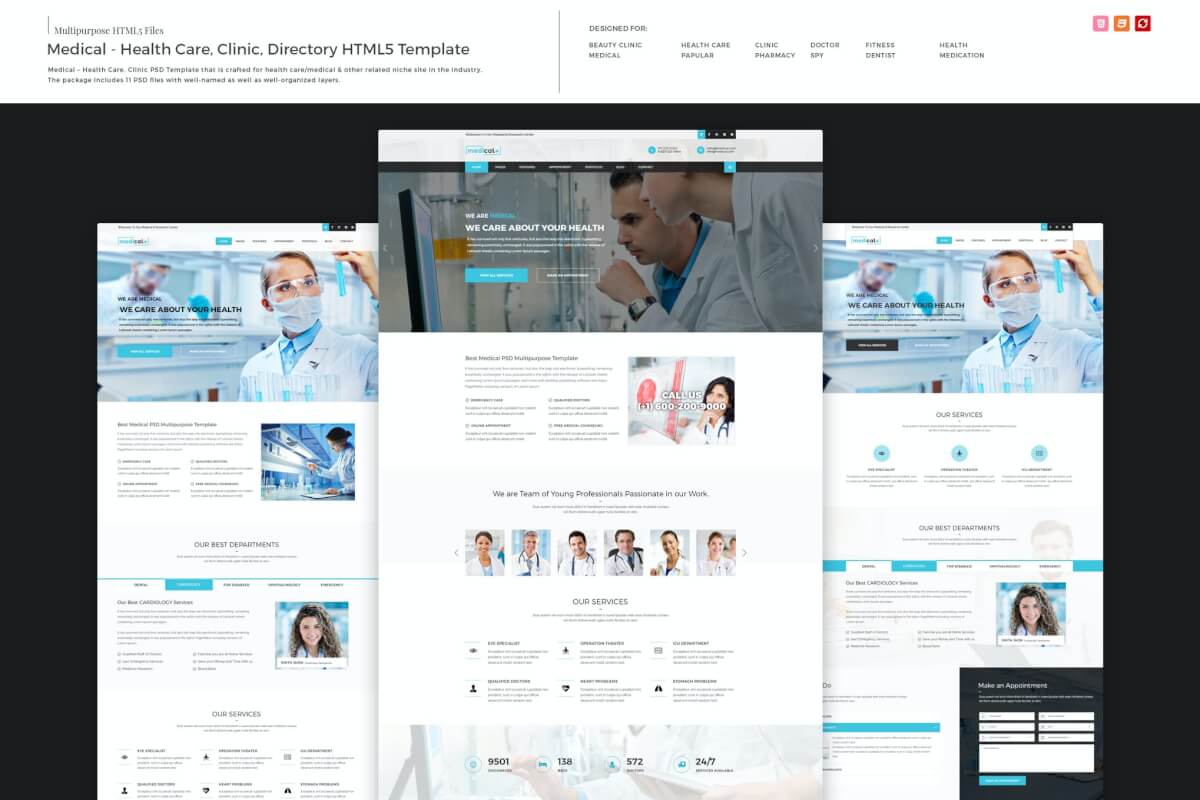 医疗-卫生保健诊所网站HTML5前端设计模板