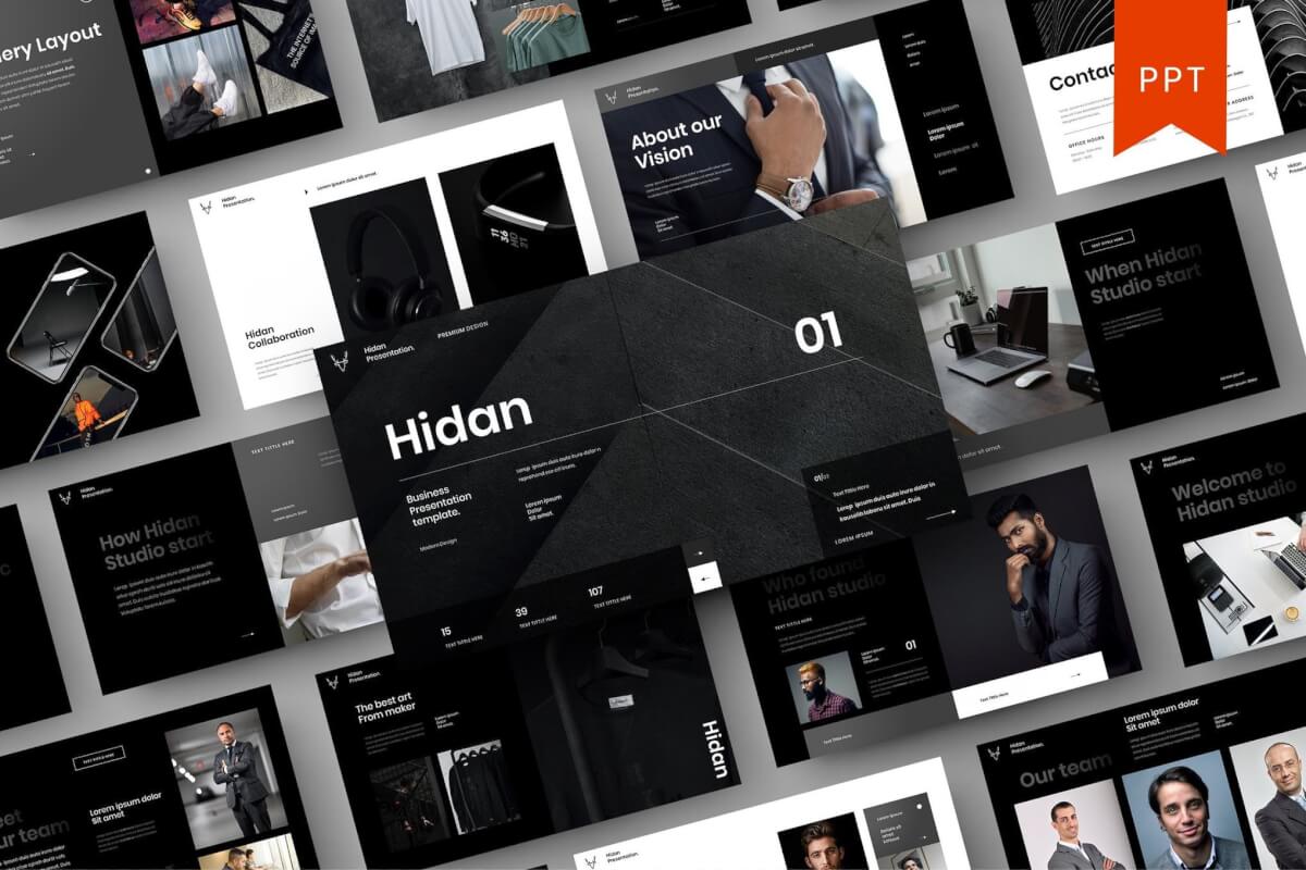 Hidan-欧美黑色高端公司介绍产品宣传PPT模板