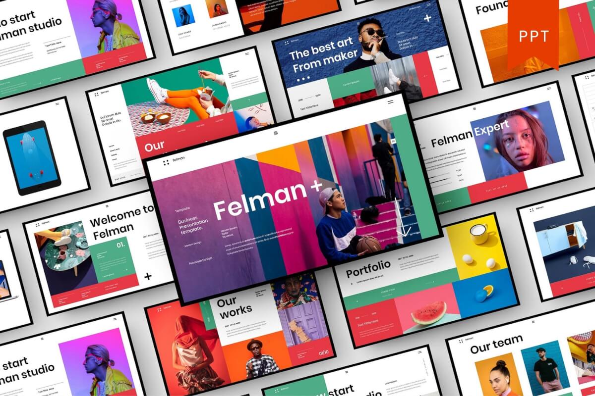 Felman-现代大气摄影展示商业PowerPoint模板