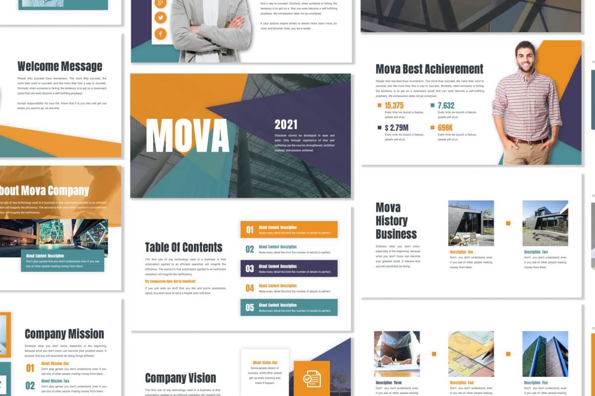 Mova-时尚商务风团队公司介绍业务合作PPT模板