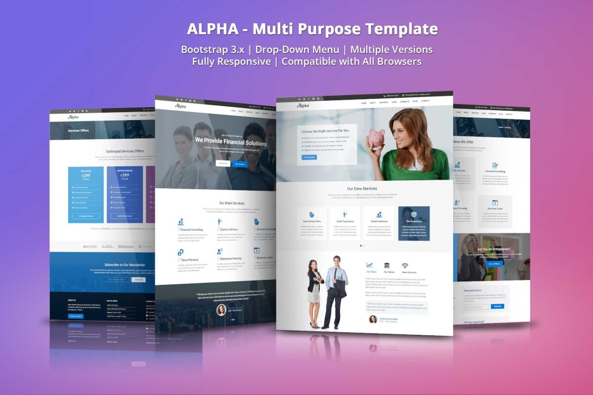 Alpha-商业咨询和金融服务自适应网站html模板