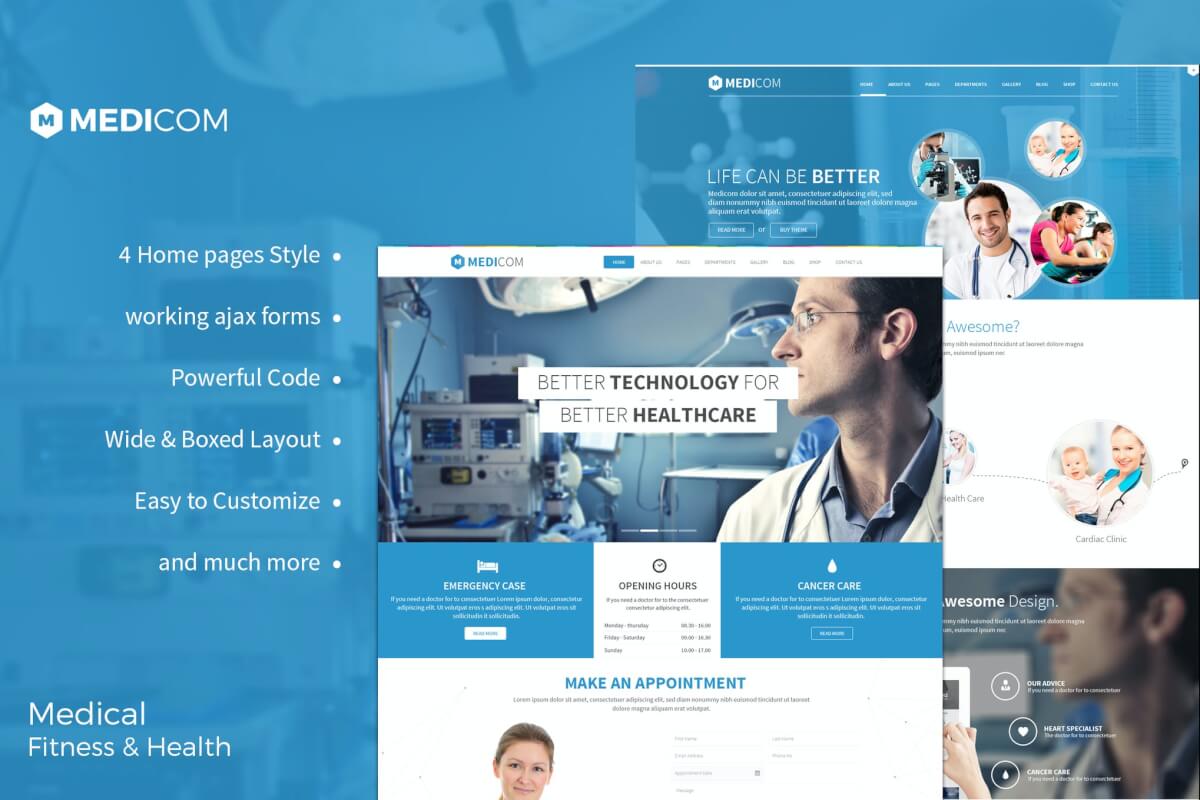 Medicom-医疗与健康网站前端Bootstrap html模板