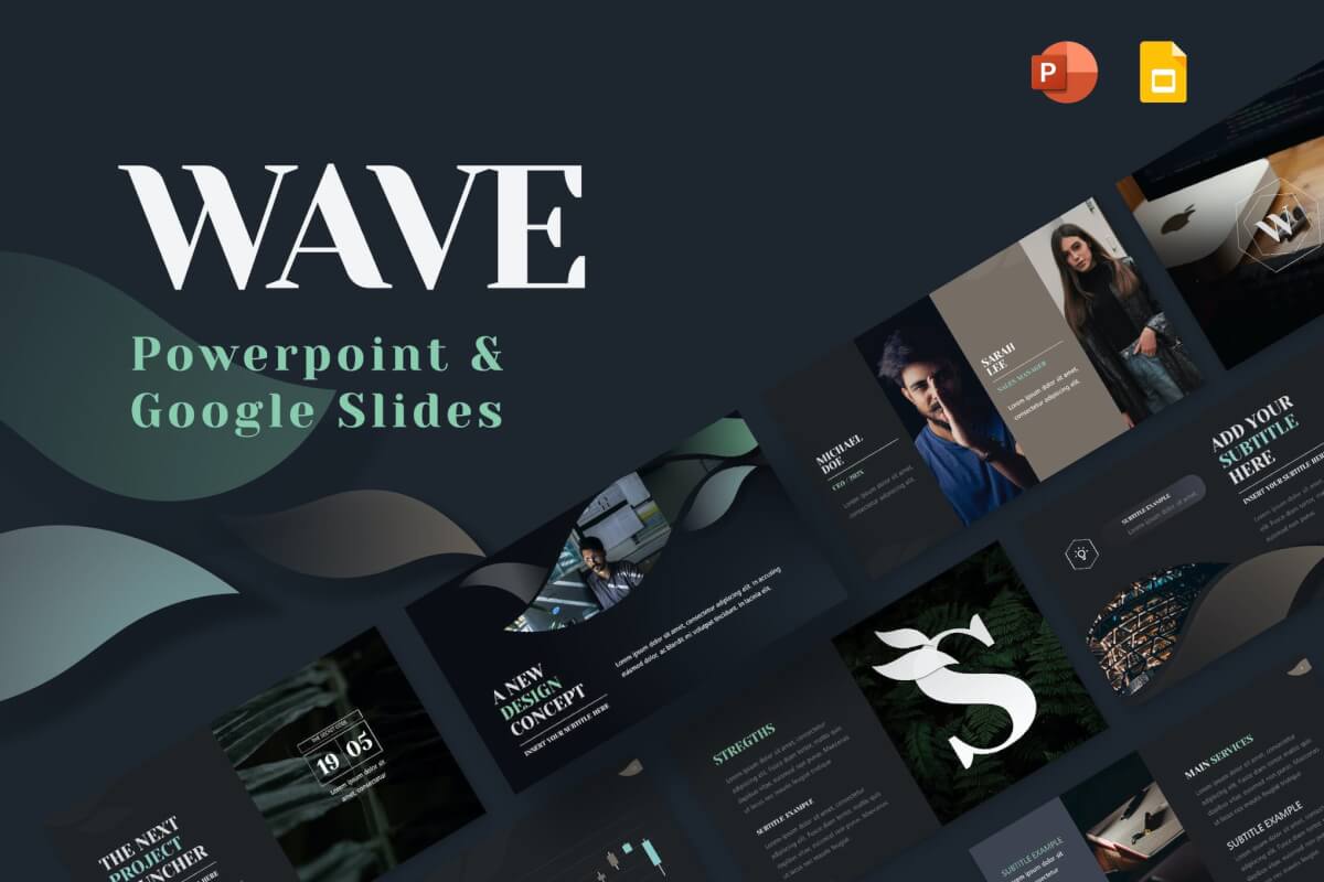 Wave-深色时尚大气商务风工作汇报总结PPT模板