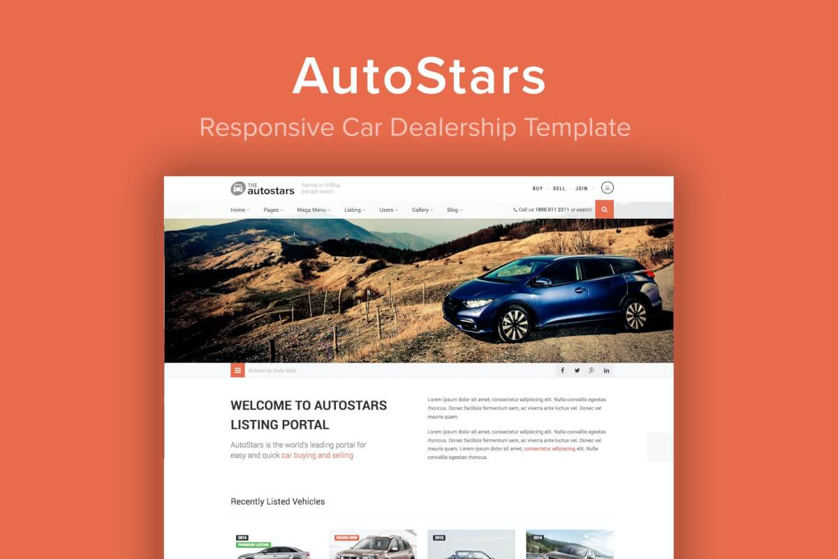 AutoStars-响应式汽车经销店Bootstrap网站模板