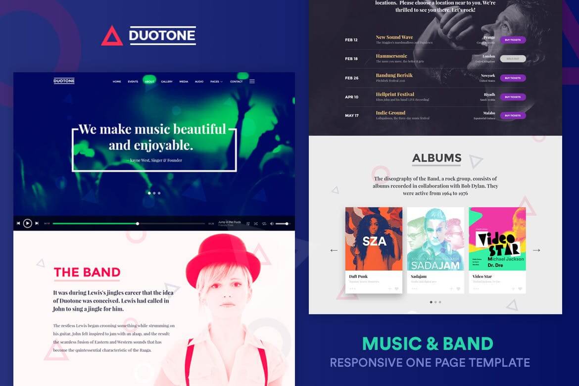 Duotone-音乐与乐队响应式html5网站模板