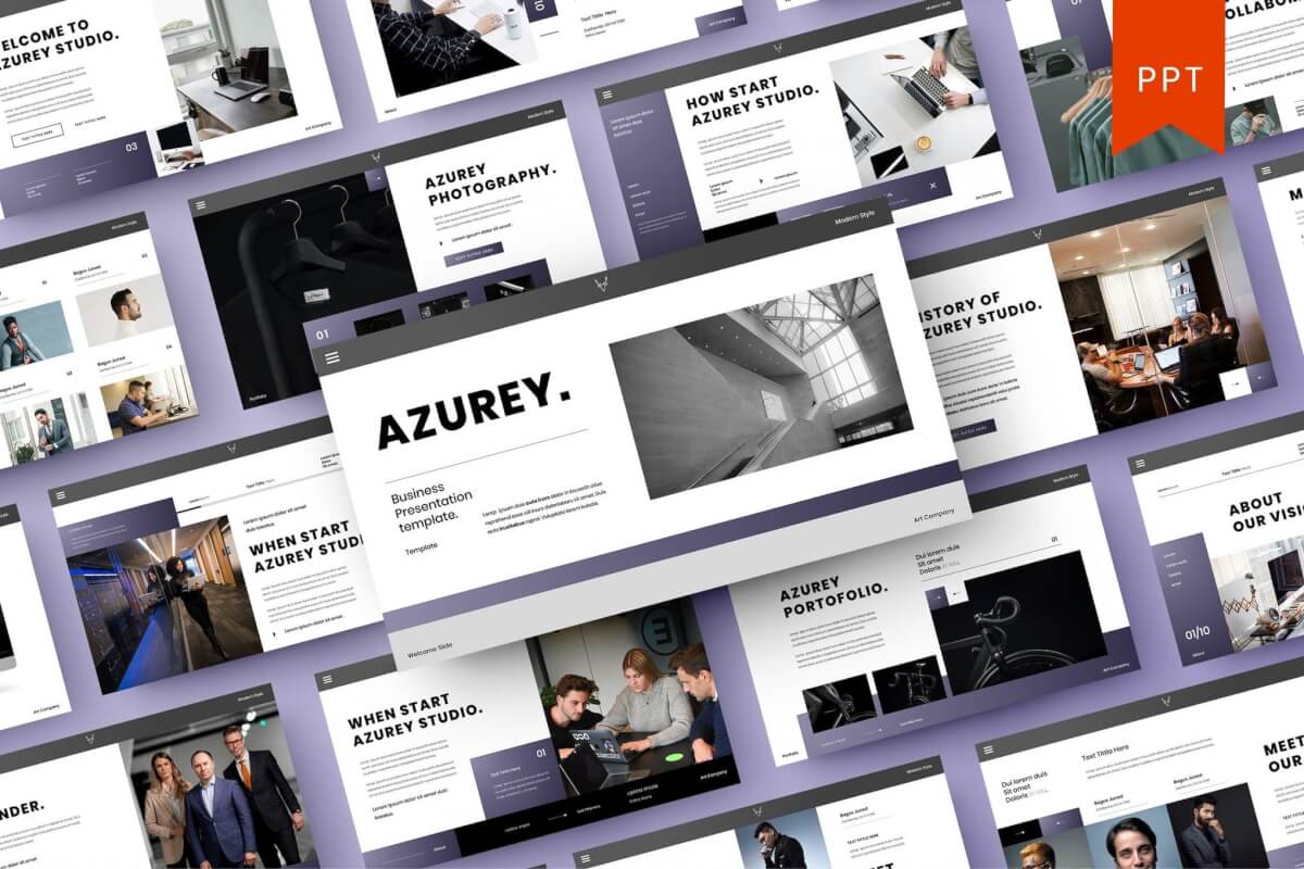 Azurey –简约商业计划书公司介绍宣传PPT模板