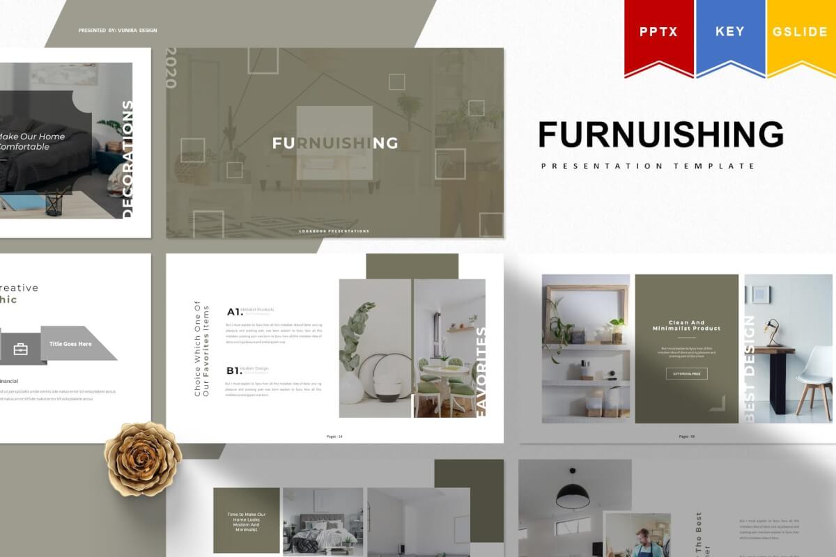 Furnuishing-简约家居建材家具装修设计PPT模板