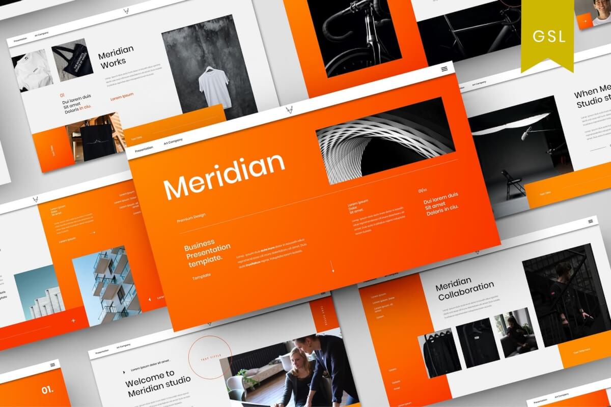 Meridian-红色企业宣传创业投资Google幻灯片模板
