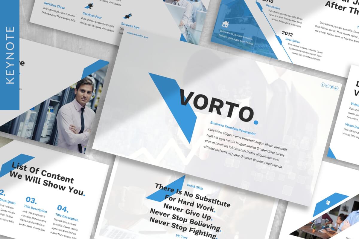 Vorto-蓝色简洁公司介绍产品宣传keynote模板