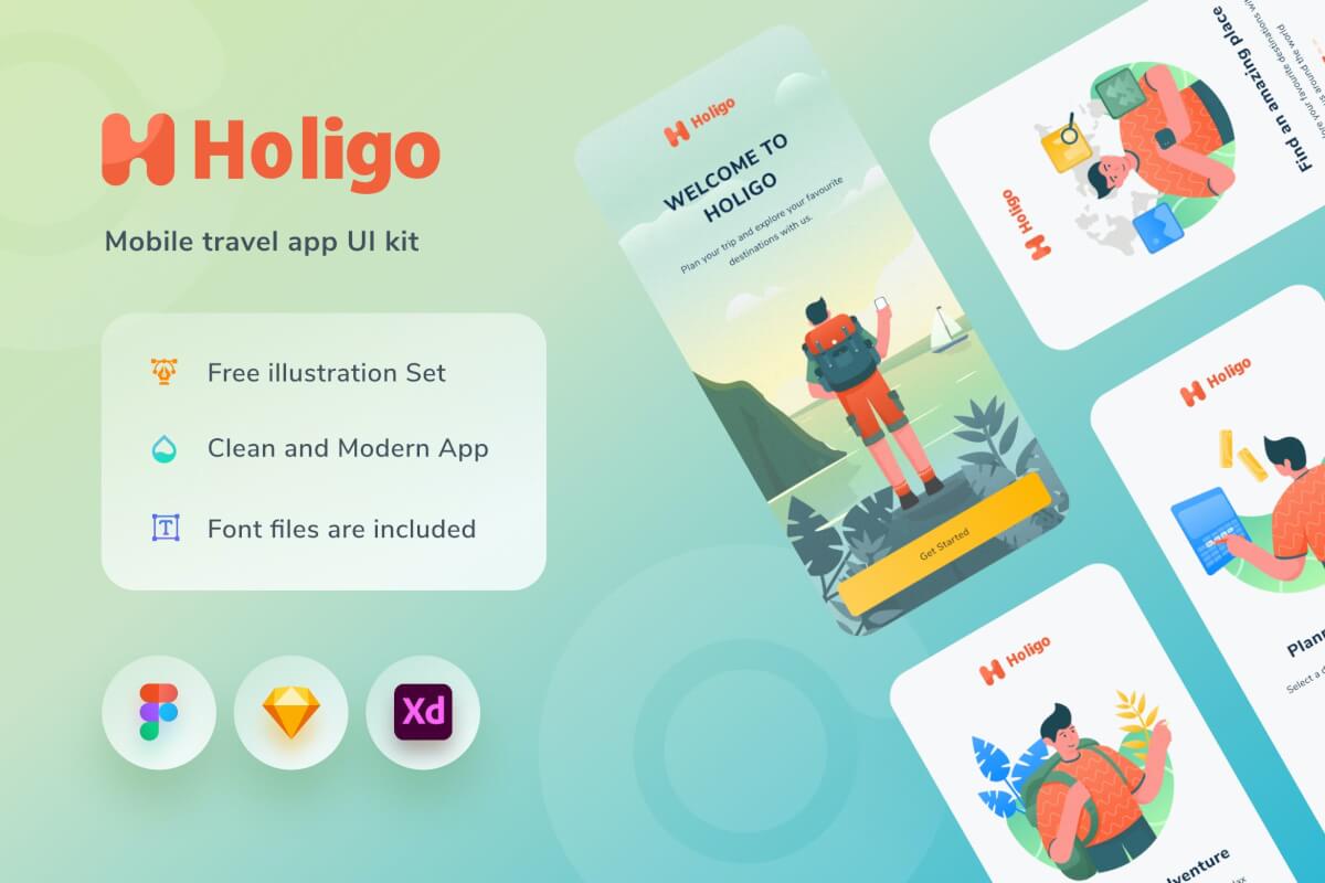 Holigo移动应用Ui插画引导页面