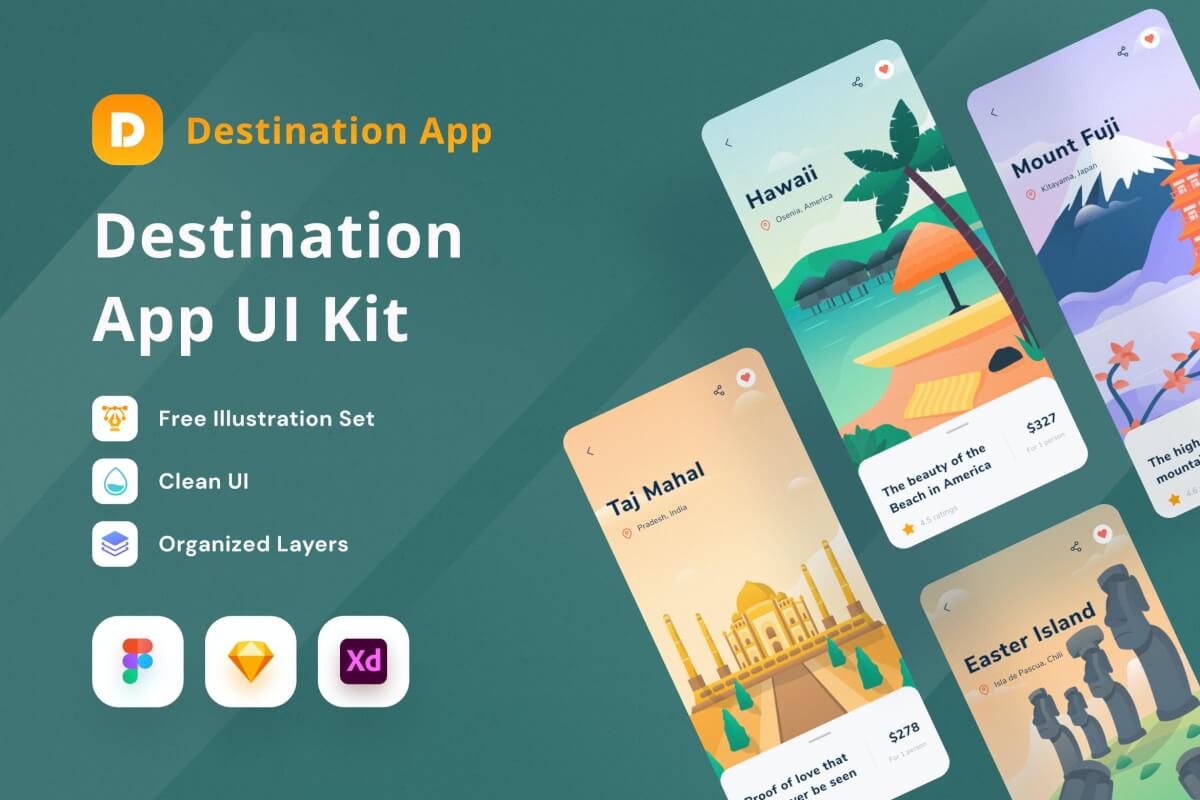 独特插画风格app UI Kit设计模板
