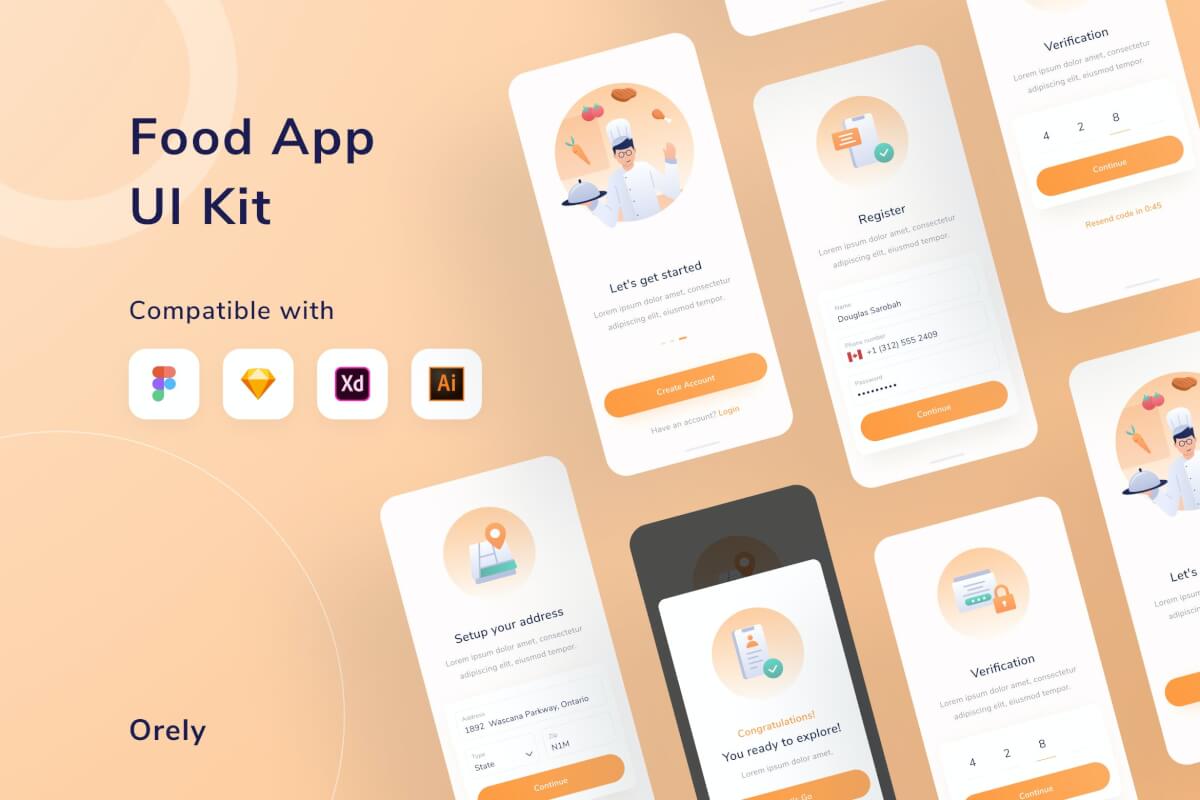 餐厅和食品app应用界面设计模板