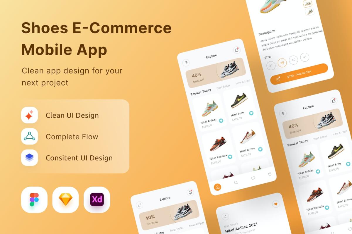 球鞋运动鞋电子商务网页app UI kit设计模板