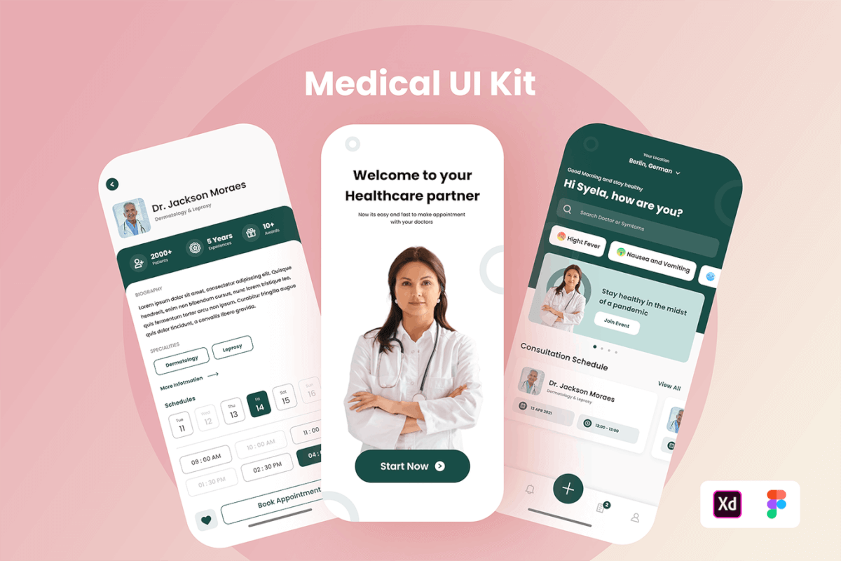 医疗医院网站界面设计UI Kit设计模板