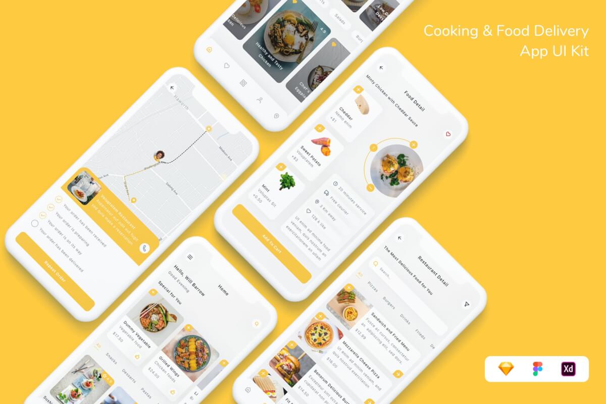 烹饪和外卖送餐APP ui kit设计模板